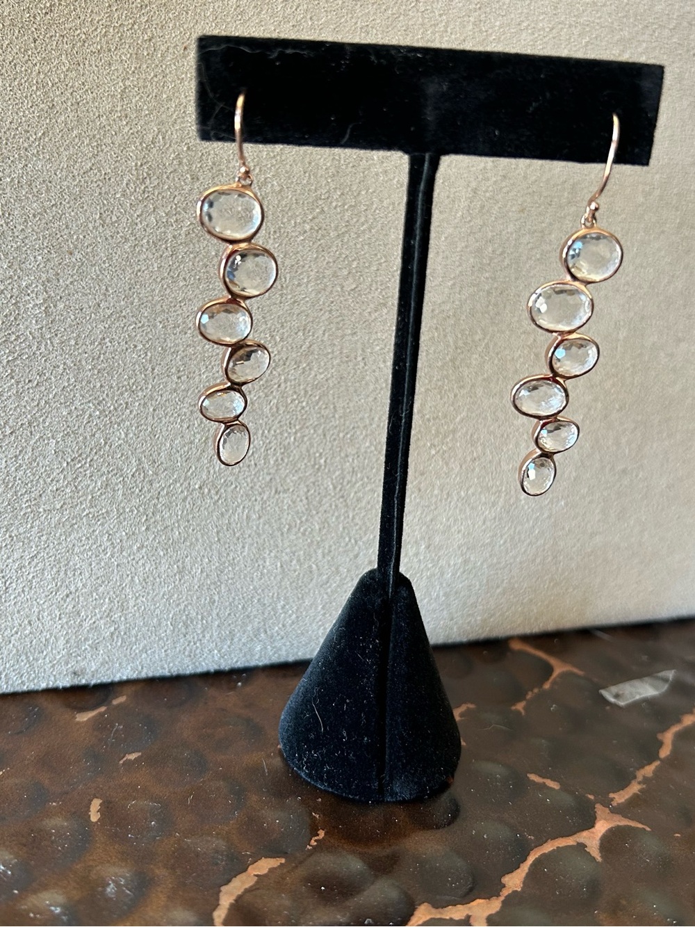 Ippolita Rose Gold Rock Candy Crystal 6 Gemstone Linear Drop Earrings